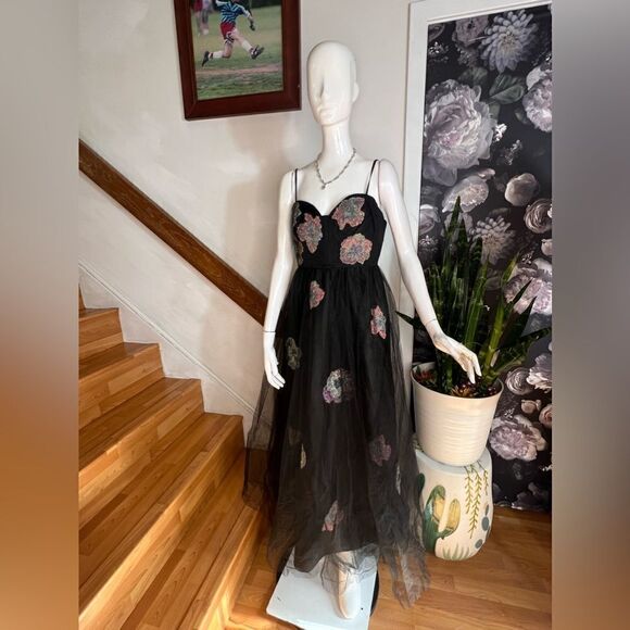 Anthropologie Geisha Designs Floral Tulle Corset Dress / size S - Picture 9 of 12